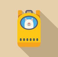 Cat inside yellow pet carrier backpack enjoying trip vector