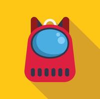 Red backpack resembling astronaut helmet with visor and straps on yellow background vector