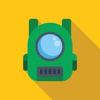 Green robot backpack exploring new worlds with advanced technology vector