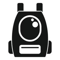 Black backpack with pocket and big round window showing bubbles inside vector