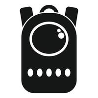 Black simple icon of a pet backpack carrier with window and holes for ventilation vector