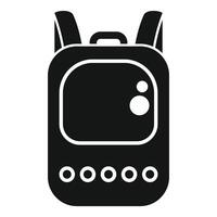 Black backpack with rounded edges and buttons embracing modern design vector