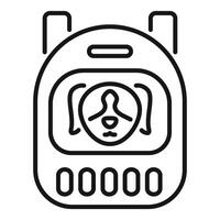 Smart dog tracker device with digital interface showing pet's face vector