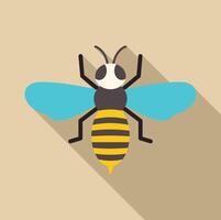 Big honey bee flying with wide open wings and long shadow vector