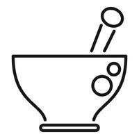 Mixing ingredients in bowl with chopsticks icon, line style vector