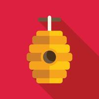 Yellow beehive with handle on red background representing apiculture and honey production vector
