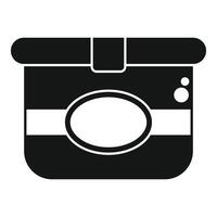 Closed rectangular plastic container with blank label and lid vector