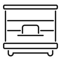 Showcase with shelves and drawer showing products in a store vector