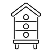 Beehive with round entrances standing on a small platform, outline icon of bee house vector