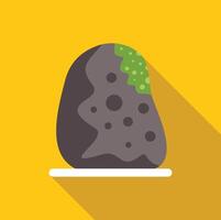 Decorative stone covered with moss on a stand, bringing nature indoors vector