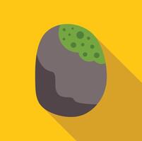 Grey rock covered with green moss on yellow background vector