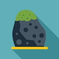 Asteroid covered with green moss on a yellow base resembling a spaceship vector