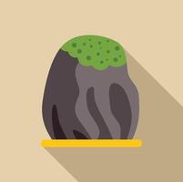 Decorative stone with moss growing on top, resting on a stand vector