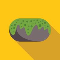 Gray rock covered with dripping green algae on yellow background vector
