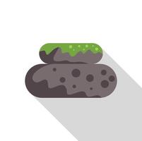 Two gray stones covered with green moss and lichen creating a relaxing zen atmosphere vector