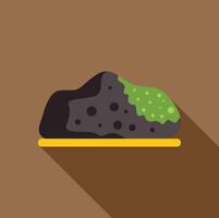 Piece of coal with moss growing on top on conveyor belt vector