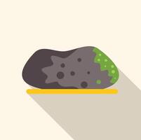 Moldy taro root vegetable lying on wooden board with long shadow vector