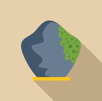 Decorative stone with moss growing on a stand vector