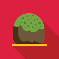 Delicious japanese mochi dessert on red background with matcha flavoring vector