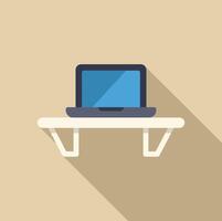Laptop standing on a shelf in a modern home office setup vector