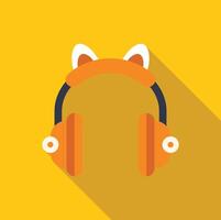 Orange cat ear headphones on yellow background with long shadow vector