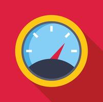 Speedometer showing low level fuel gauge on red background vector