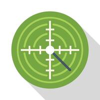 Green radar detecting signal with crosshair and concentric circles vector