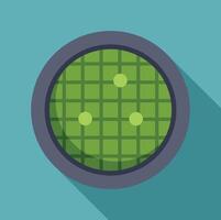 Radar showing three blips on green grid displaying location tracking information vector