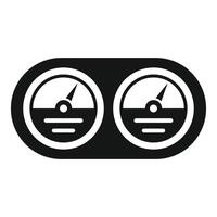 Control panel with two round analog gauges showing performance indicators vector