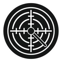 Radar detecting a target with a crosshair and concentric circles vector