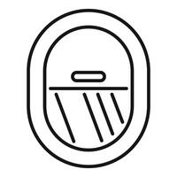 Airplane window showing closed sunshade, simple line icon design vector