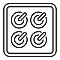 Induction cooker panel showing four circular heating zones with power level indicators vector