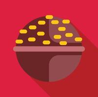 Chocolate candy with nuts topping representing a delicious snack vector