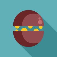 Round shaped object opening and showing energy spheres inside on turquoise background vector