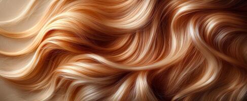 Closeup of wavy blonde hair. Closeup view of soft, shiny blonde hair with elegant waves, showcasing its rich color and texture under natural light. photo