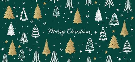 Christmas tree pattern background, Hand drawn illustrations. vector