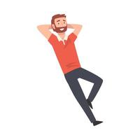 Smiling Bearded Man Lying Down and Relaxing Illustration vector