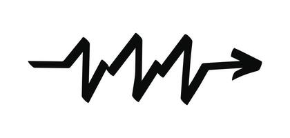 Hand drawn pulse doodle arrow isolated on a white vector