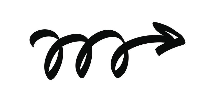 Simple hand drawn doodle arrow isolated on a white