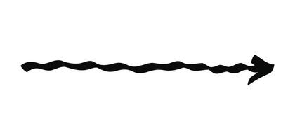 Hand drawn wavy doodle arrow isolated on a white vector
