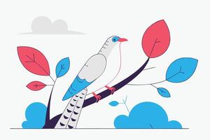 cuckoo bird sitting on tree branch illustration background vector