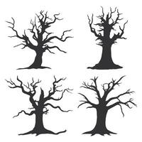 Scary Dead Tree Silhouette. Creepy Dead Tree Element. Black Dead Tree Silhouette. vector