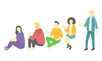 Group People Flat Style. People Holding Marshmallow Design. Faceless People Element. vector
