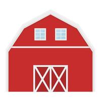 Traditional Red Farm House. Simple Minimalist Storage Farmhouse Design. vector