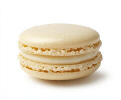 Delicious cream-filled macaron displayed on a clean white background capturing the essence of French pastry artistry photo