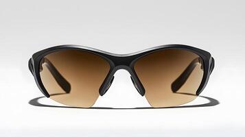 Luxury sport sunglasses feature brown gradient lenses and sleek black frame, showcasing modern eyewear design with polarized lens effect in clean product photography style. design photo