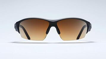 Luxury sport sunglasses feature brown gradient lenses and sleek black frame, showcasing modern eyewear design with polarized lens effect in clean product photography style. fashionable photo
