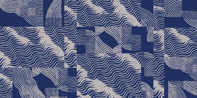 Hand drawn brush line abstract wave patchwork pattern, Japanese, Ethnic folk wood carving, engraving, basketry surface texture background, oriental graphic blocks for textile, carpet vector