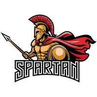 Dynamic Spartan with Spear and Shield. vector
