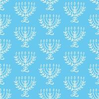 Floral Menorah Abstract Seamless Pattern on Blue Background vector